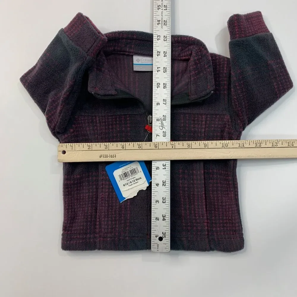 Columbia Jacket Youth Toddler 6-12‎ Month Gray Pink Zing III Fleece Zip Up Plaid